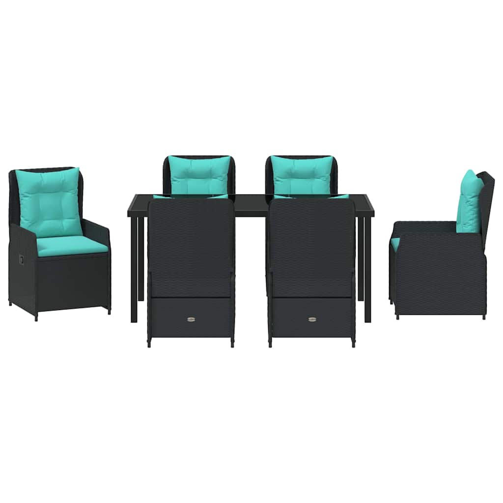 Have Spisebordssæt 7 pcs Sort Poly rattan