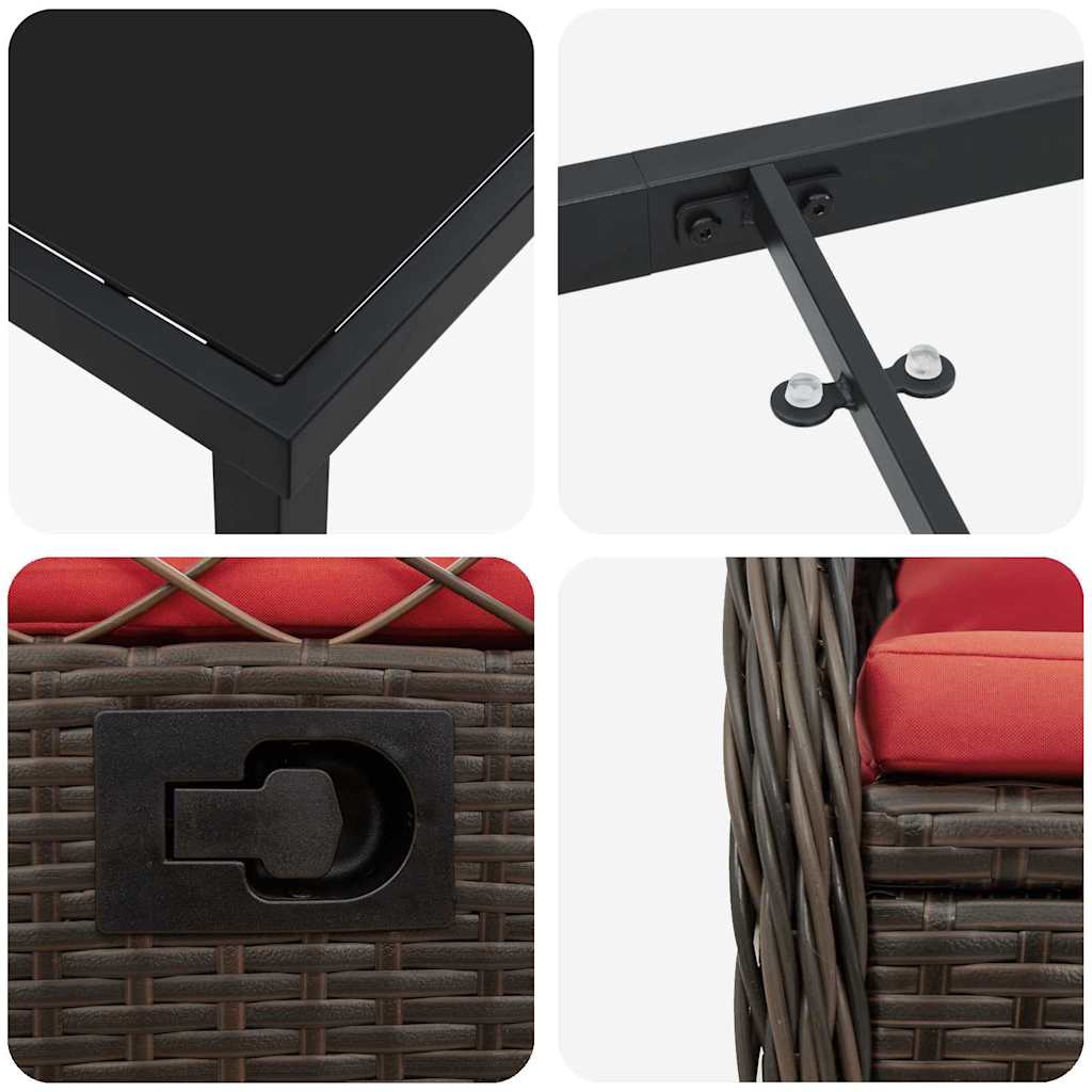 Have Spisebordssæt 3 pcs Brun polyrattan