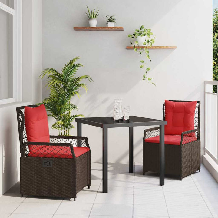 Have Spisebordssæt 3 pcs Brun polyrattan
