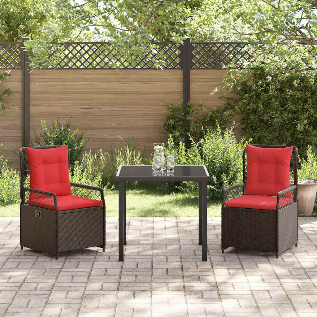 Have Spisebordssæt 3 pcs Brun polyrattan