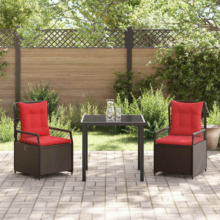Have Spisebordssæt 3 pcs Brun polyrattan