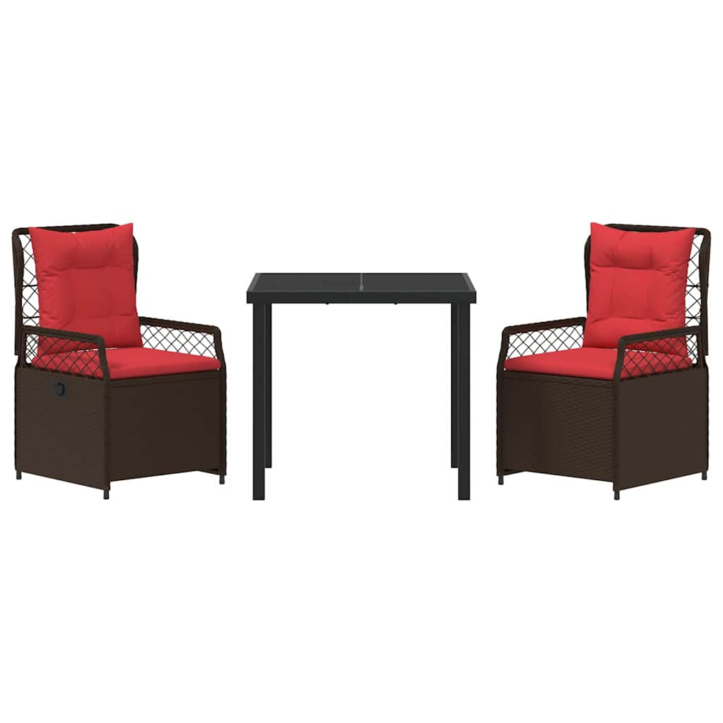 Have Spisebordssæt 3 pcs Brun polyrattan