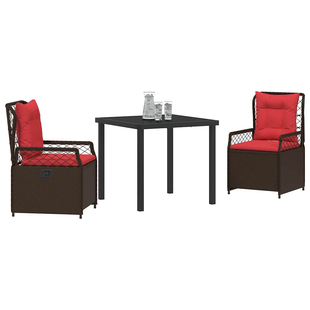 Have Spisebordssæt 3 pcs Brun polyrattan