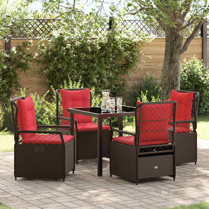 Have Spisebordssæt 5 pcs Brun polyrattan