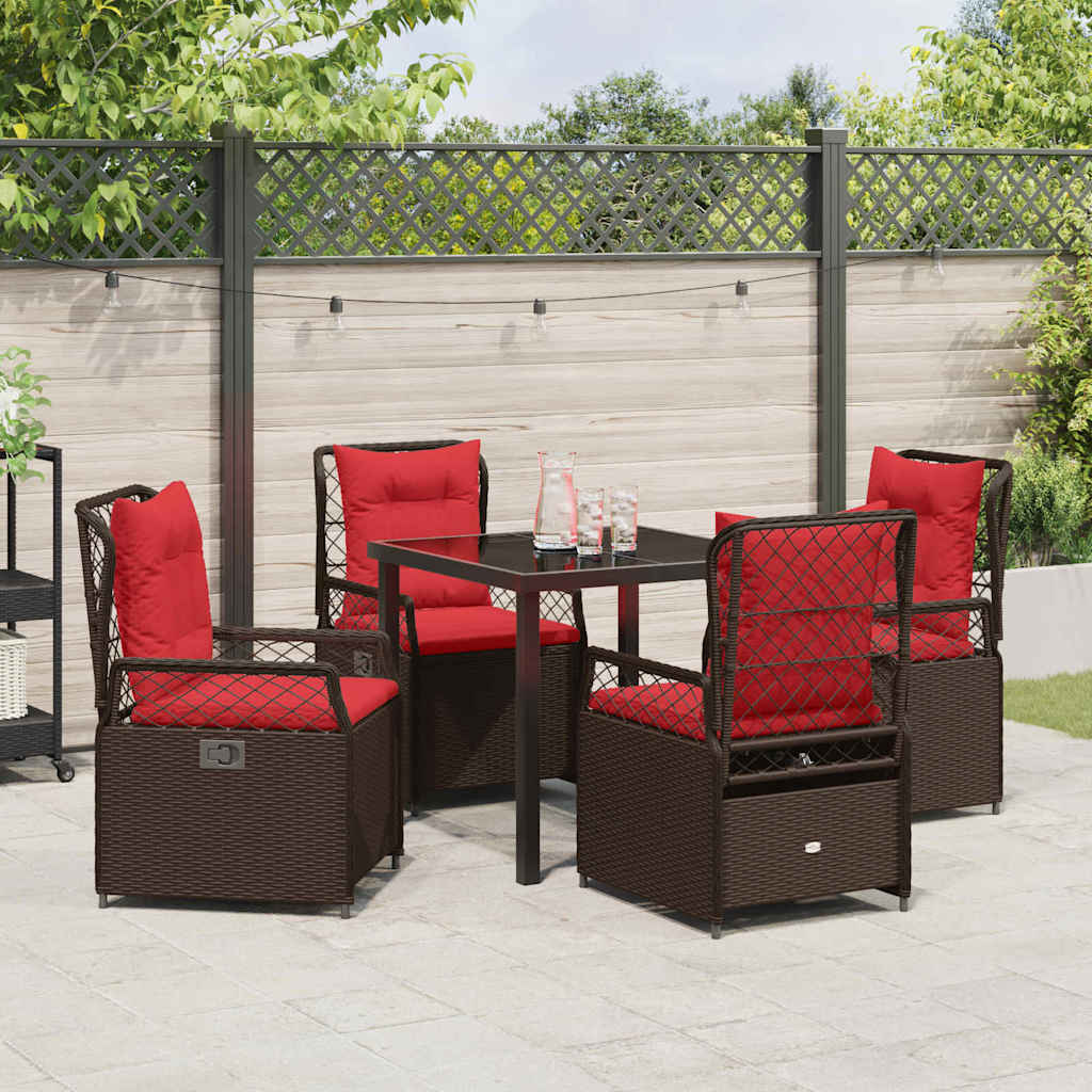 Have Spisebordssæt 5 pcs Brun polyrattan