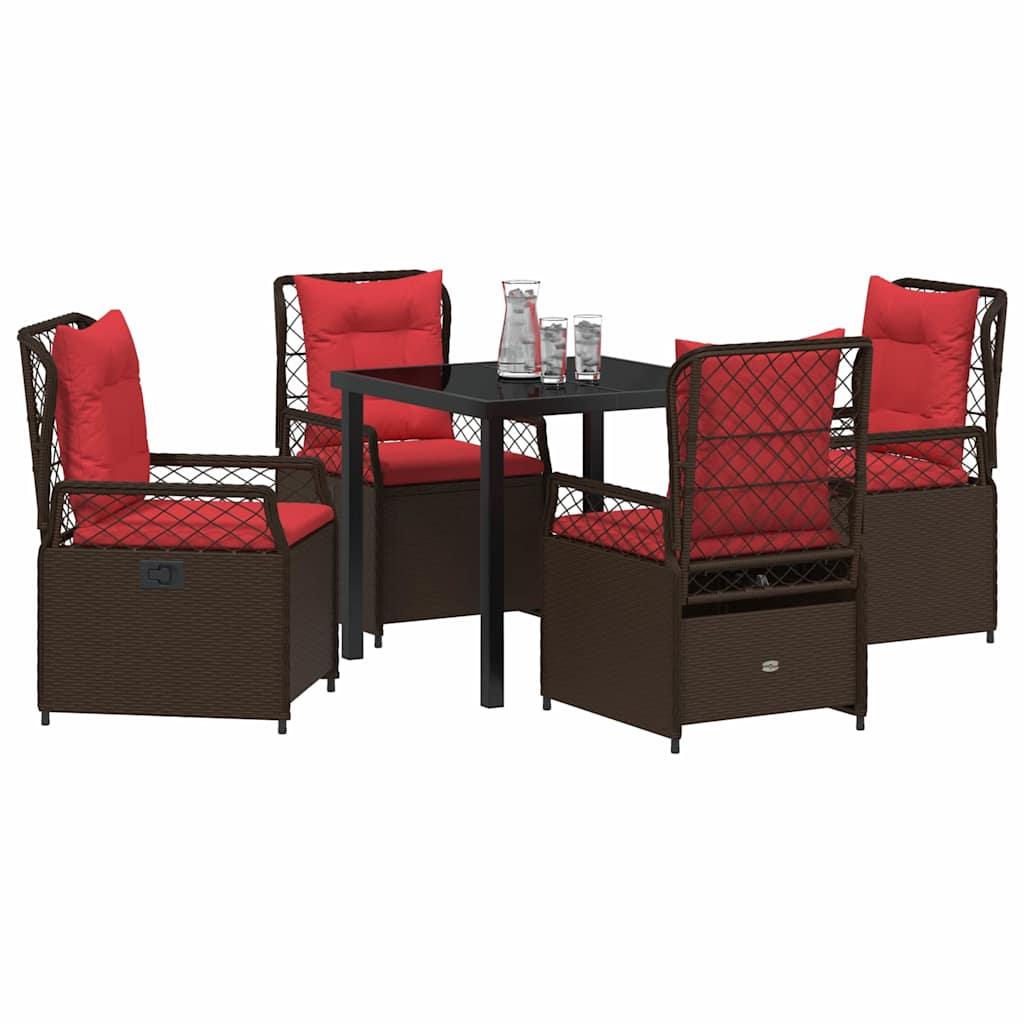 Have Spisebordssæt 5 pcs Brun polyrattan