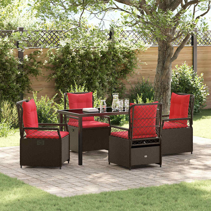 Have Spisebordssæt 5 pcs Brun polyrattan