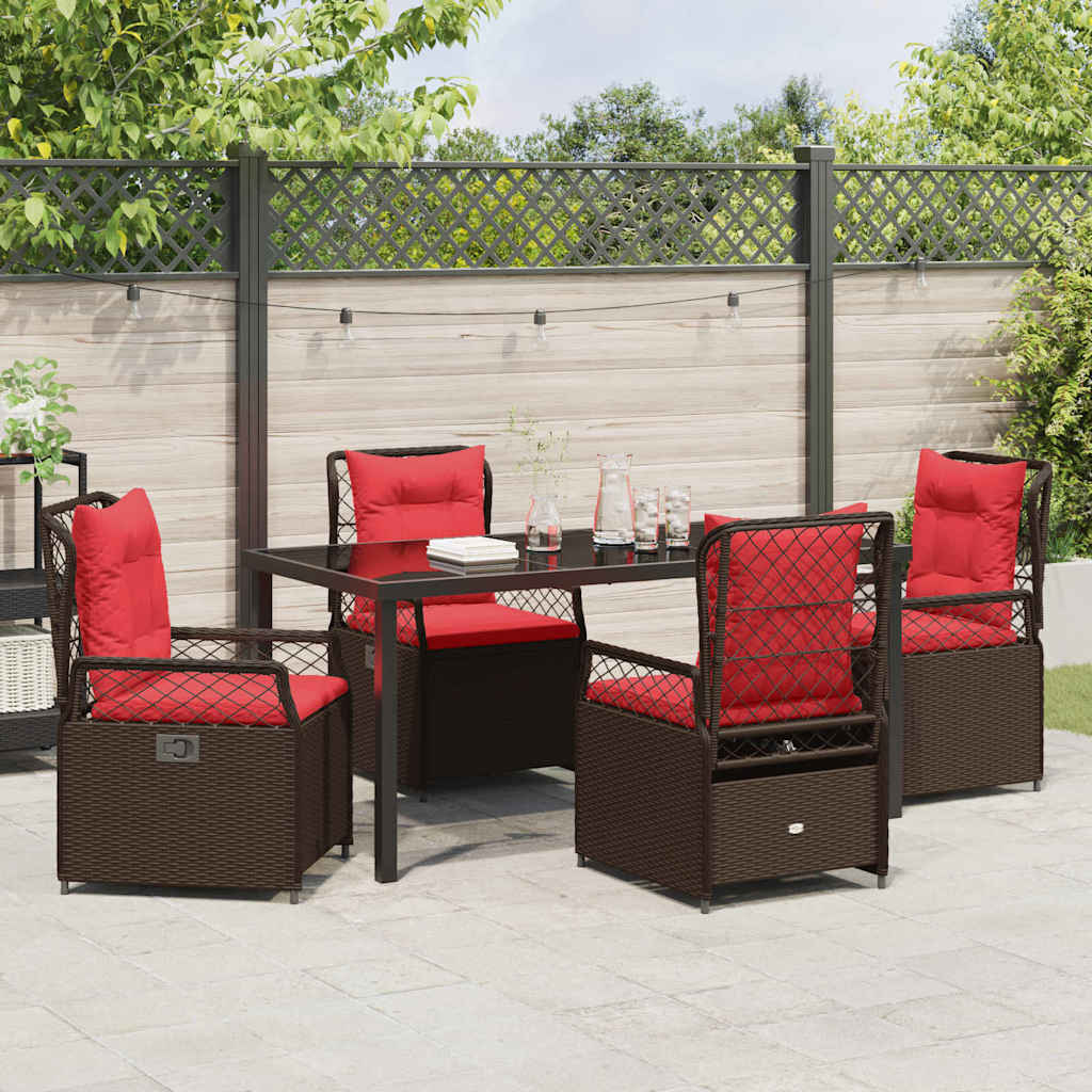 Have Spisebordssæt 5 pcs Brun polyrattan