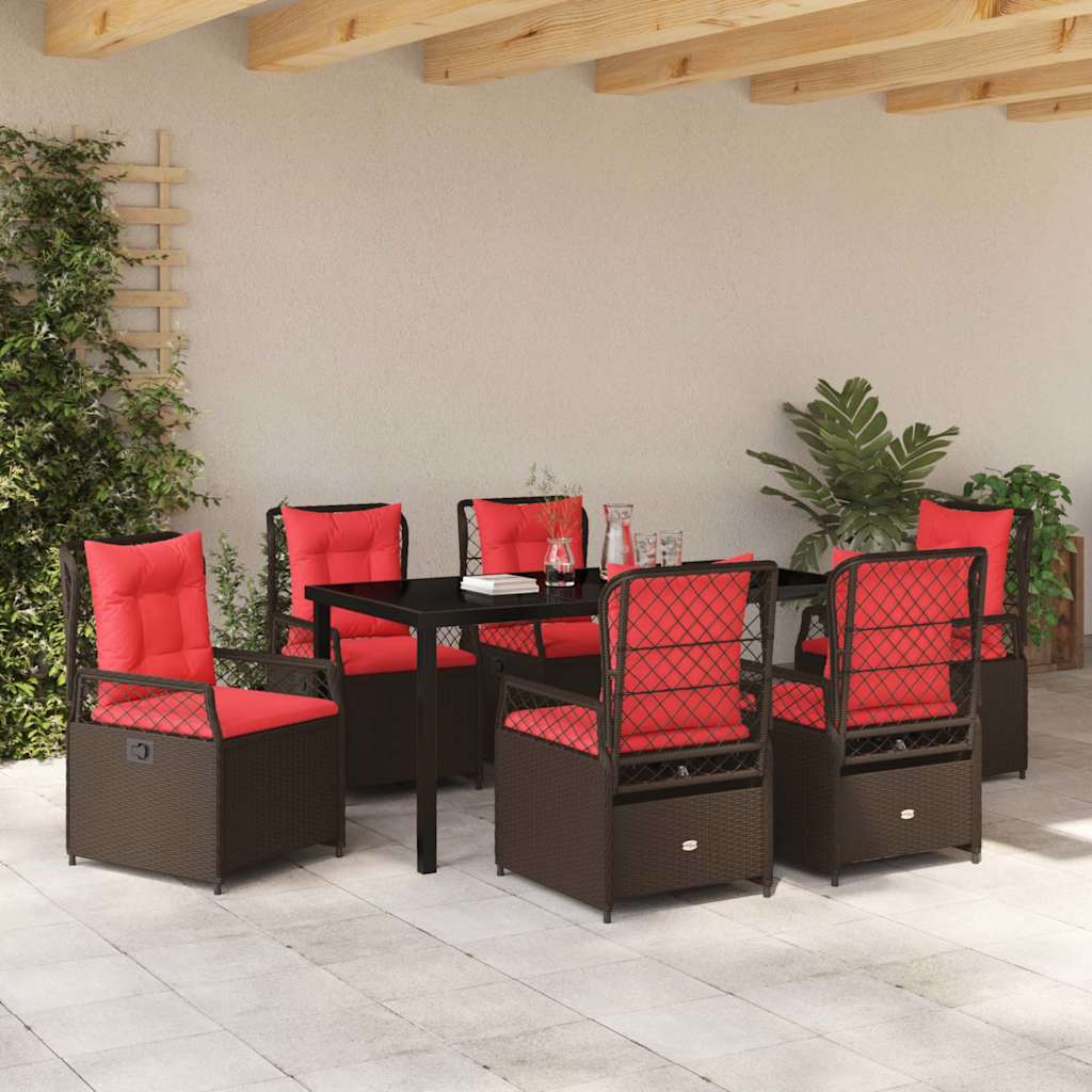 Have Spisebordssæt 7 pcs Brun polyrattan