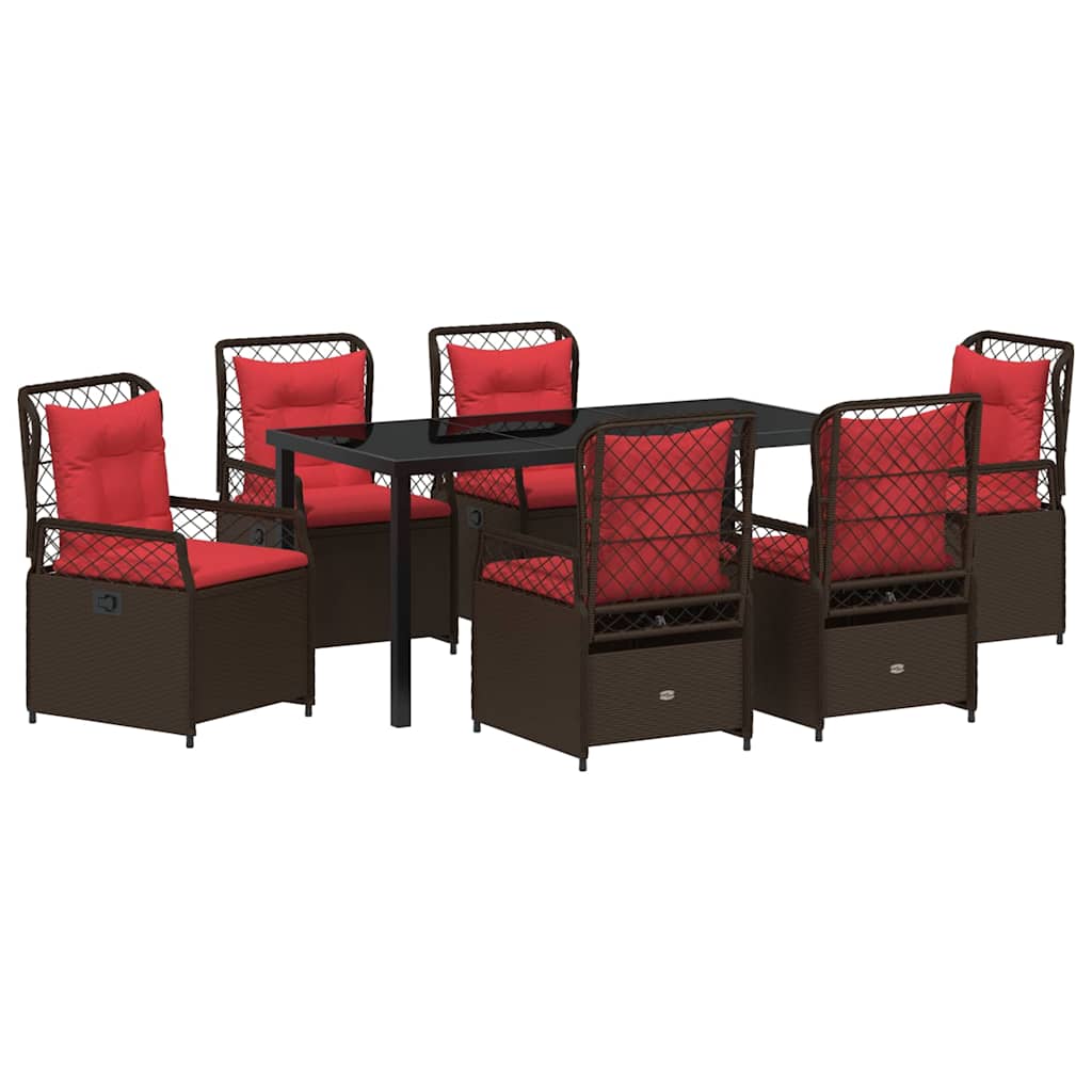 Have Spisebordssæt 7 pcs Brun polyrattan