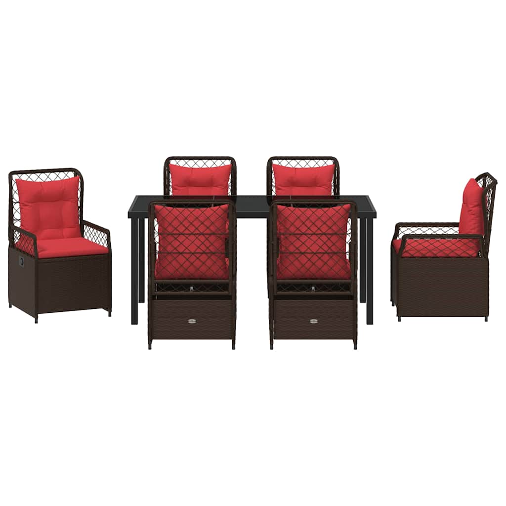 Have Spisebordssæt 7 pcs Brun polyrattan