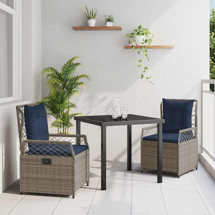 Have Spisebordssæt 3 pcs Grå polyrattan