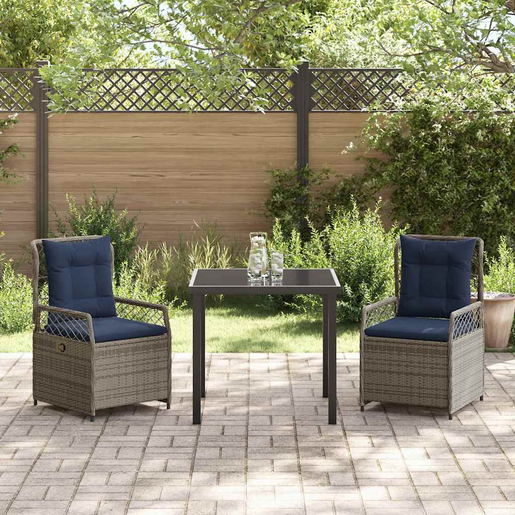 Have Spisebordssæt 3 pcs Grå polyrattan
