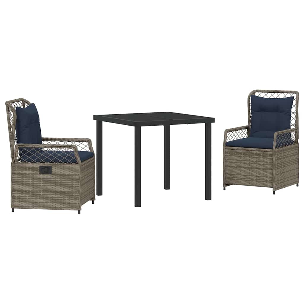 Have Spisebordssæt 3 pcs Grå polyrattan