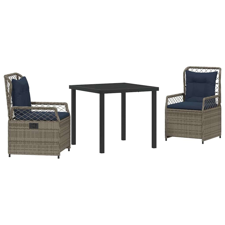 Have Spisebordssæt 3 pcs Grå polyrattan