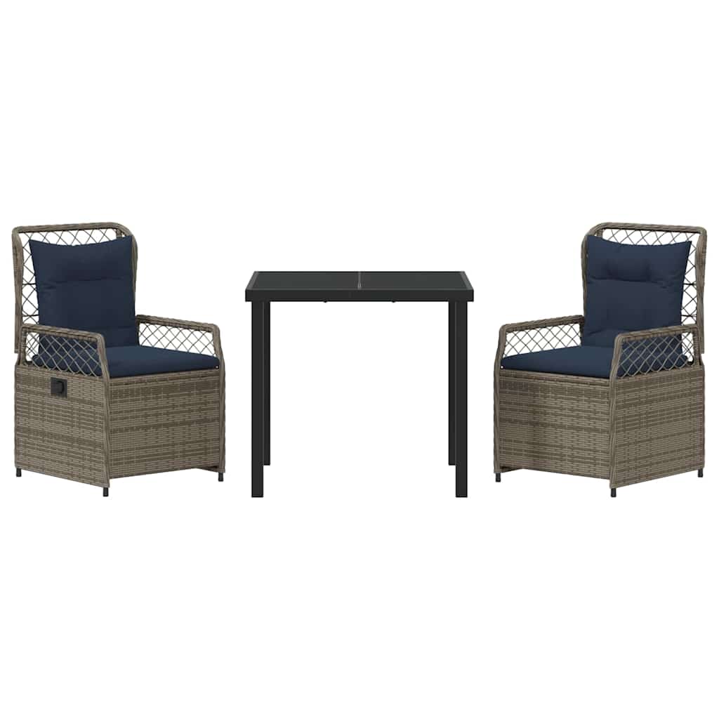 Have Spisebordssæt 3 pcs Grå polyrattan