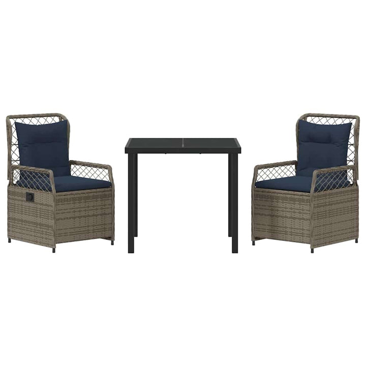 Have Spisebordssæt 3 pcs Grå polyrattan