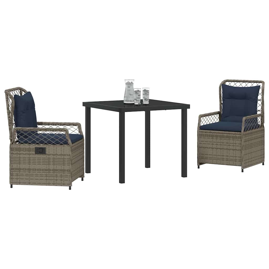 Have Spisebordssæt 3 pcs Grå polyrattan