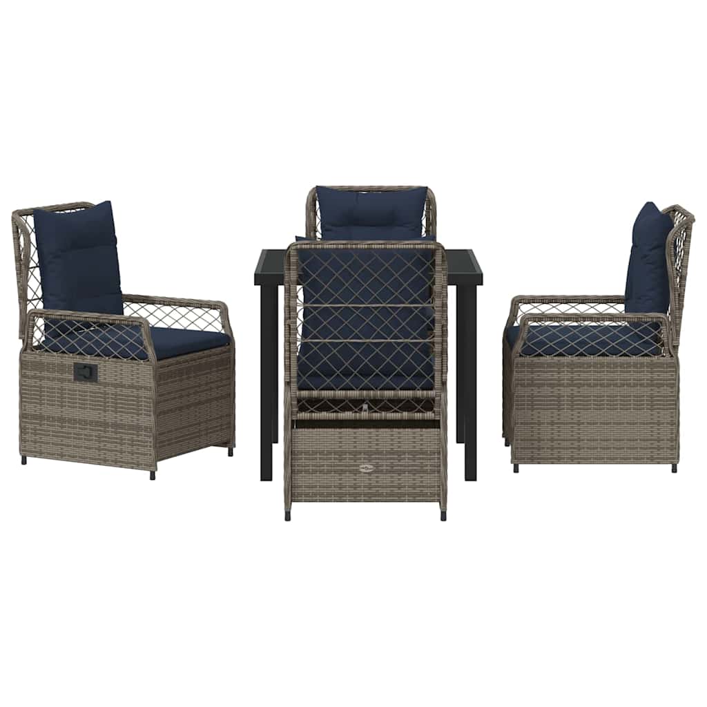 Have Spisebordssæt 5 pcs Grå polyrattan