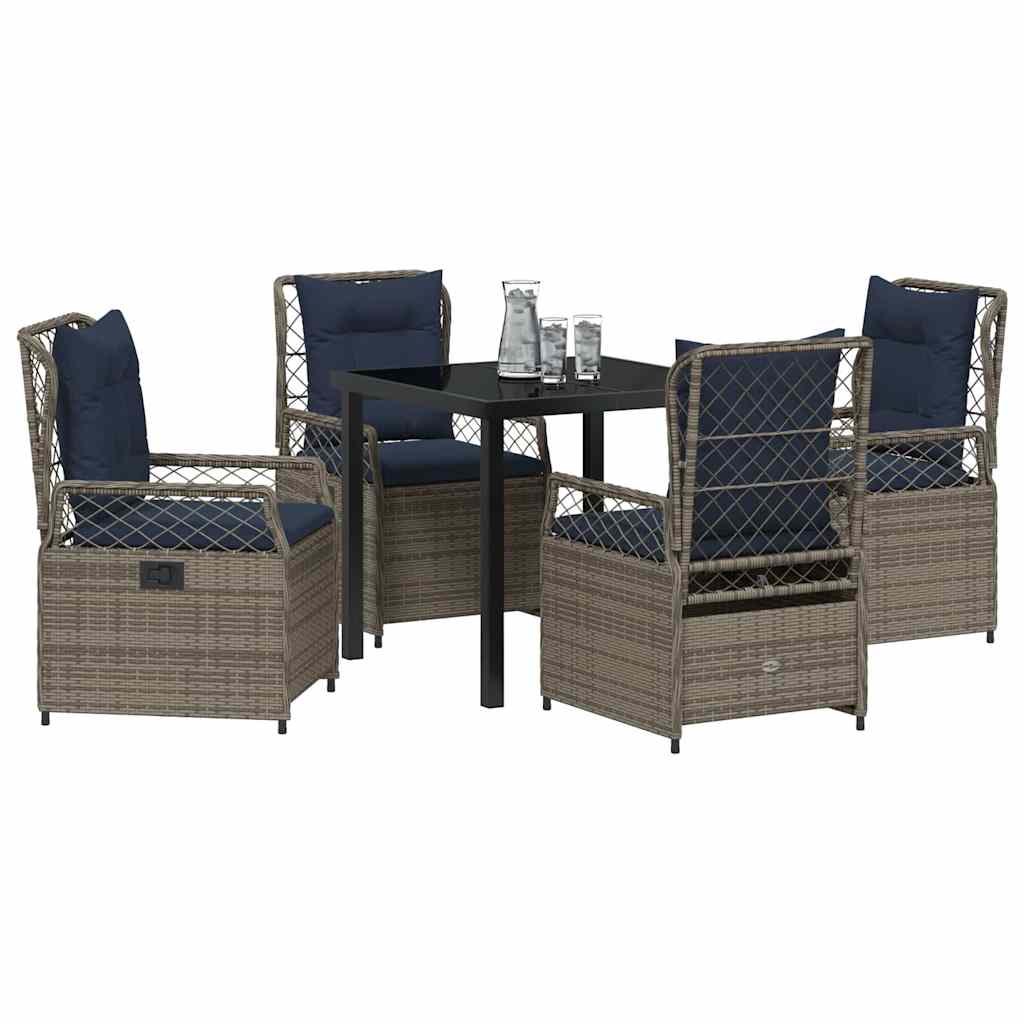 Have Spisebordssæt 5 pcs Grå polyrattan
