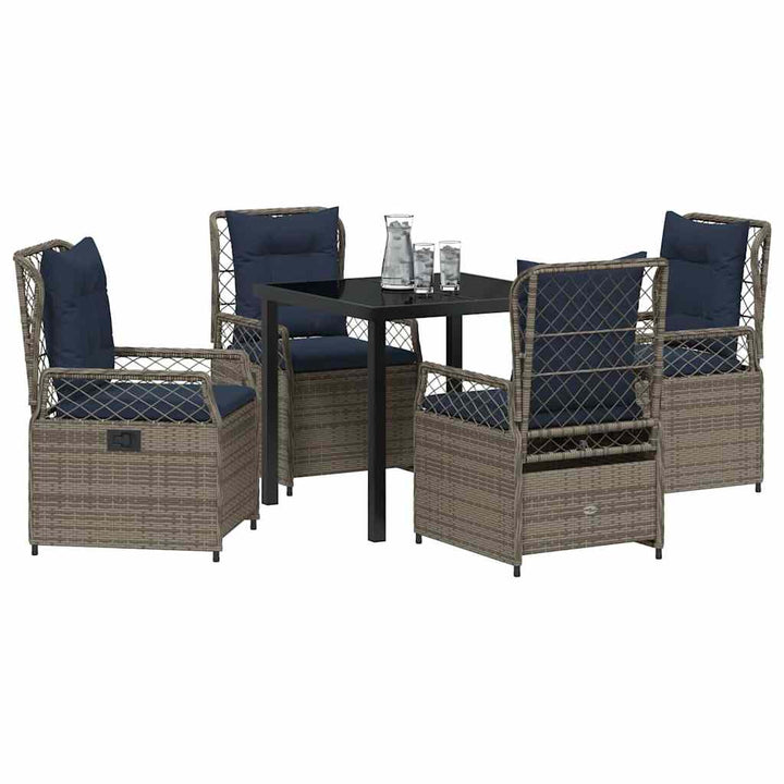 Have Spisebordssæt 5 pcs Grå polyrattan