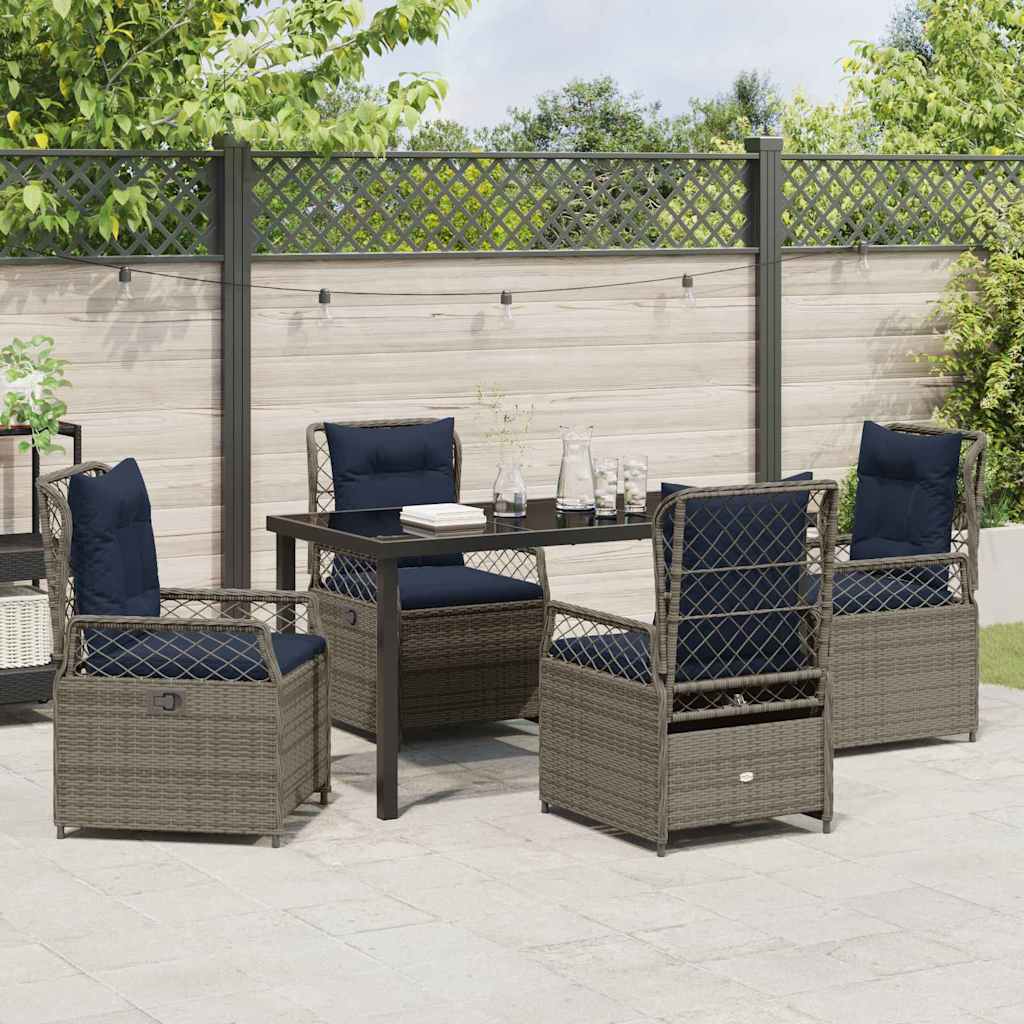 Have Spisebordssæt 5 pcs Grå polyrattan