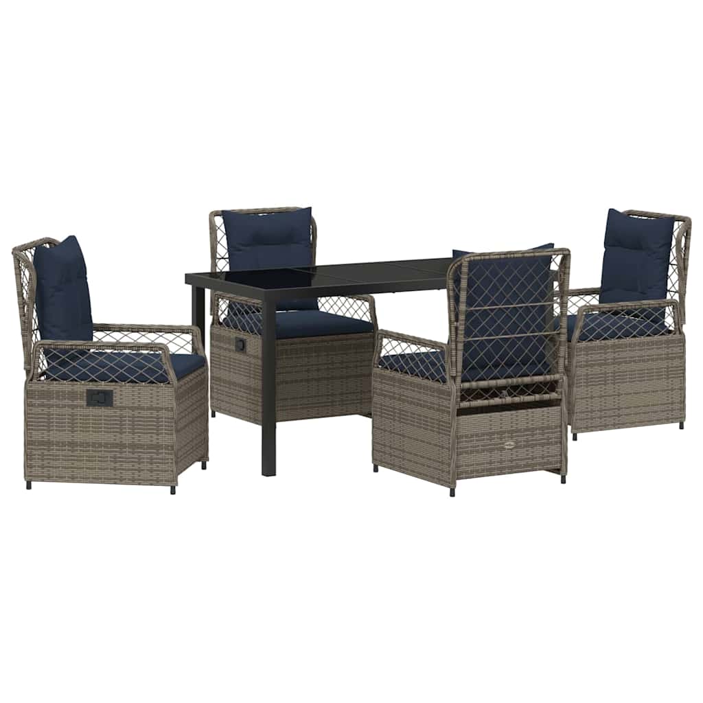 Have Spisebordssæt 5 pcs Grå polyrattan