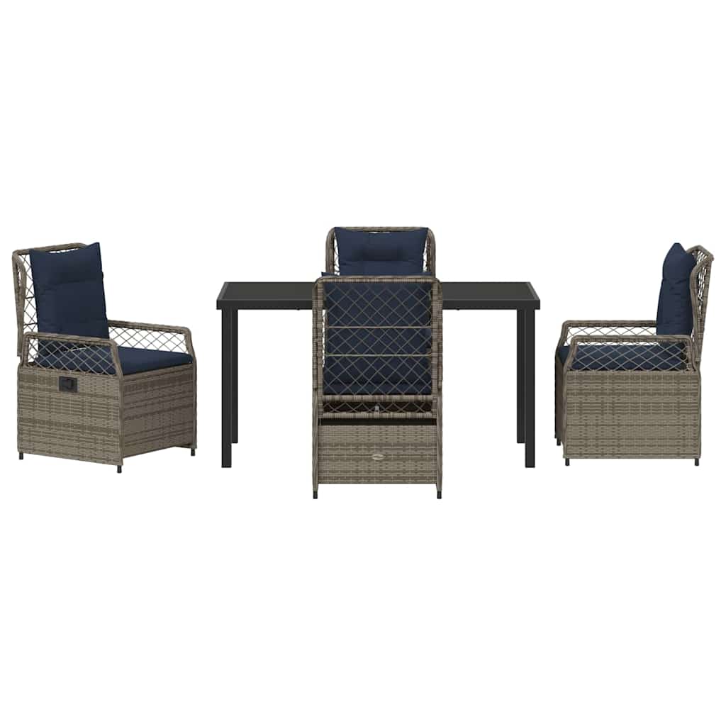 Have Spisebordssæt 5 pcs Grå polyrattan