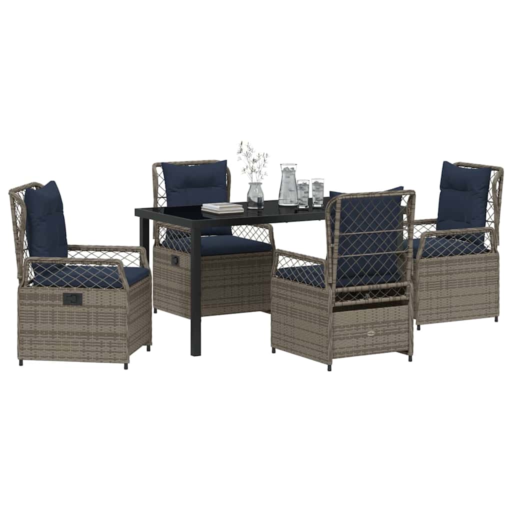 Have Spisebordssæt 5 pcs Grå polyrattan