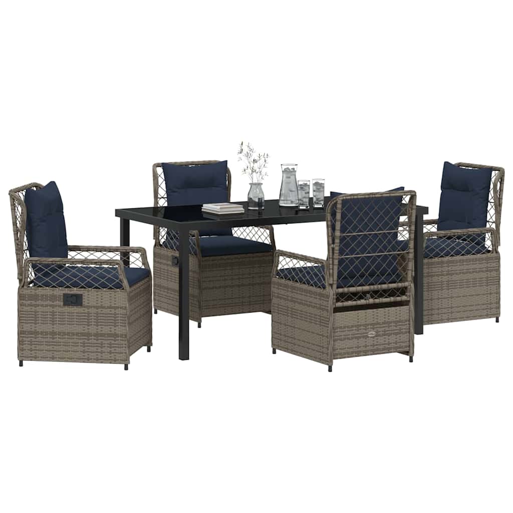 Have Spisebordssæt 5 pcs Grå polyrattan