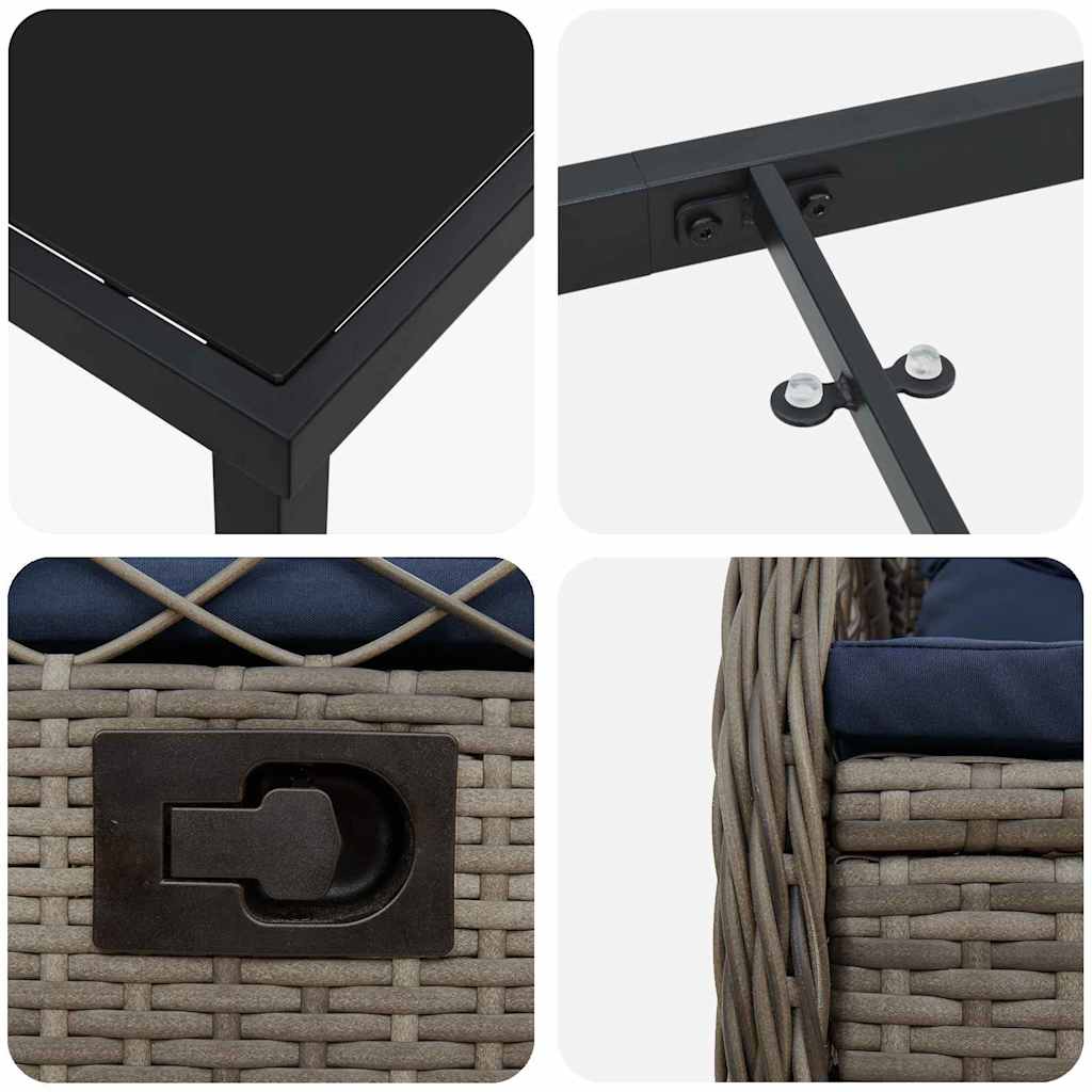 Have Spisebordssæt 7 pcs Grå polyrattan