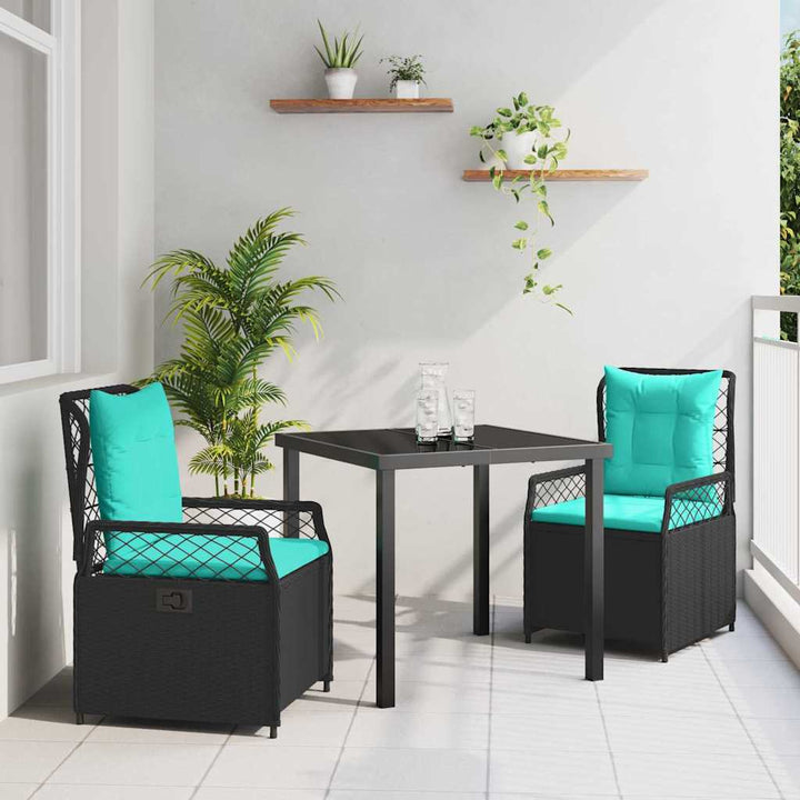 Have Spisebordssæt 3 pcs Sort polyrattan