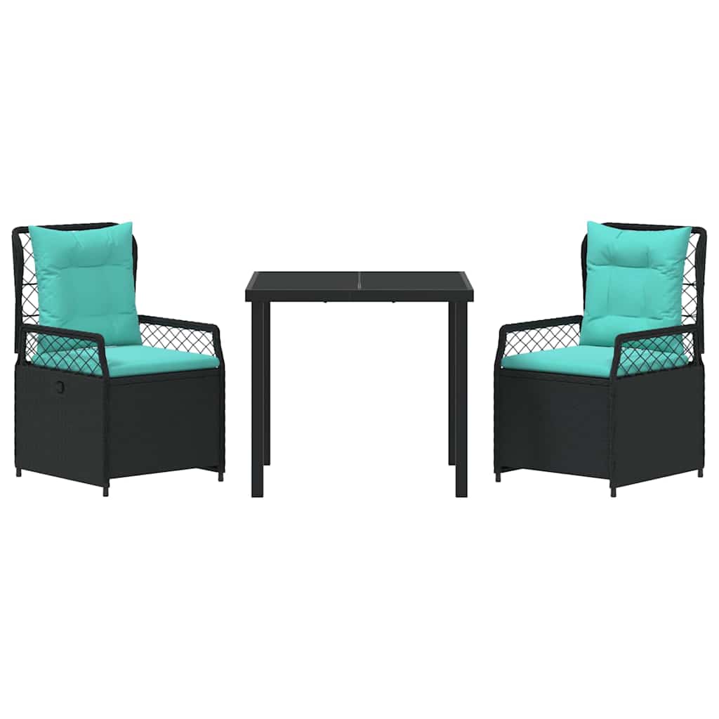 Have Spisebordssæt 3 pcs Sort polyrattan