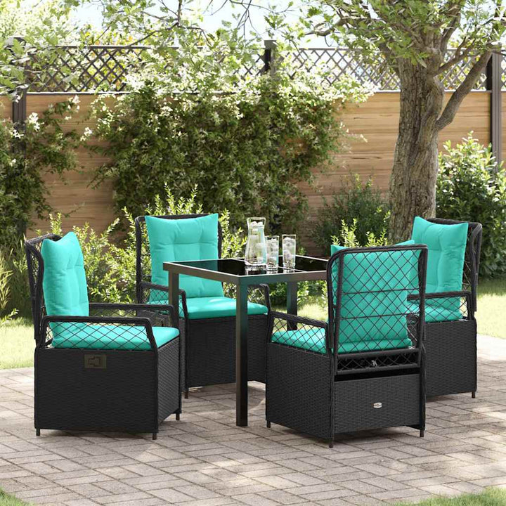 Have Spisebordssæt 5 pcs Sort polyrattan
