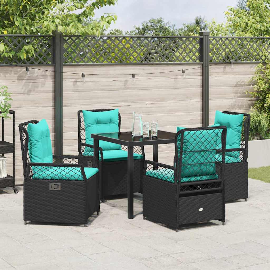 Have Spisebordssæt 5 pcs Sort polyrattan