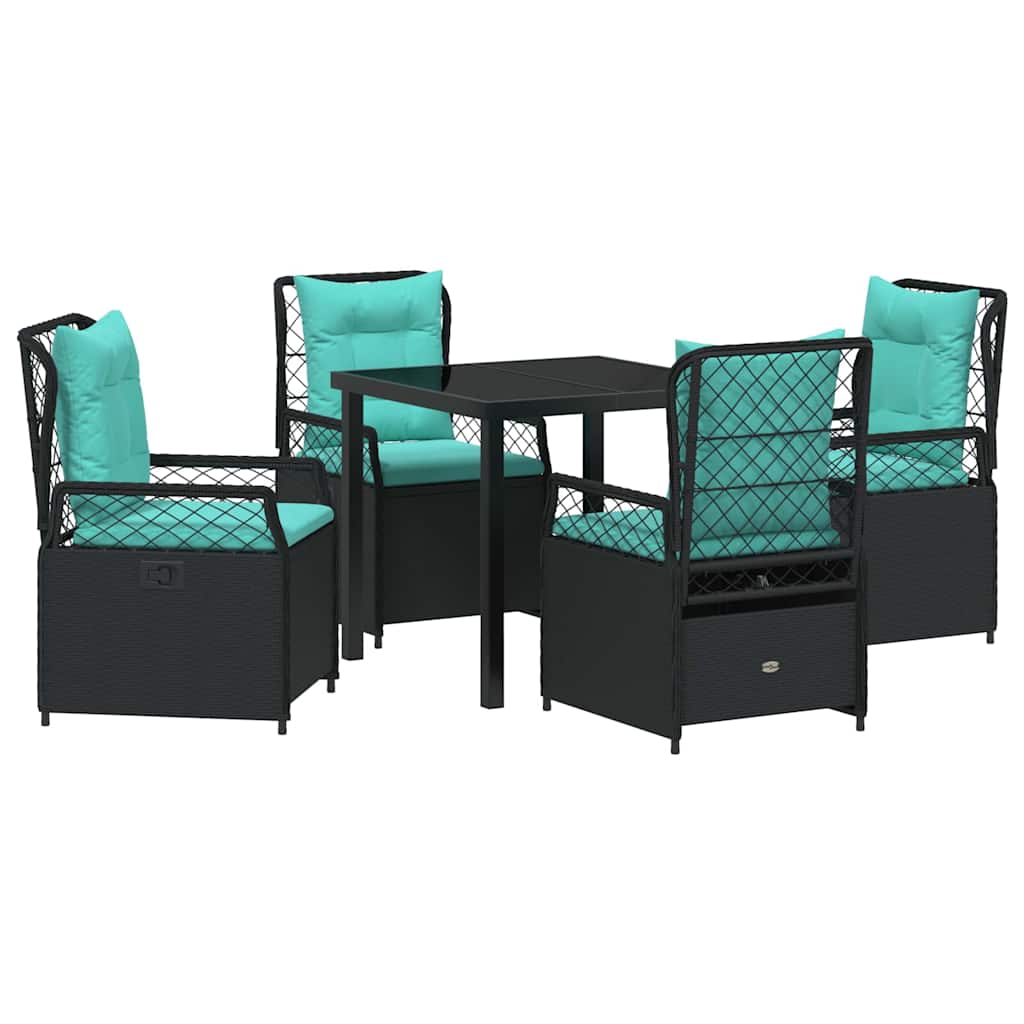 Have Spisebordssæt 5 pcs Sort polyrattan