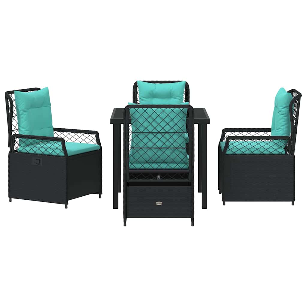 Have Spisebordssæt 5 pcs Sort polyrattan