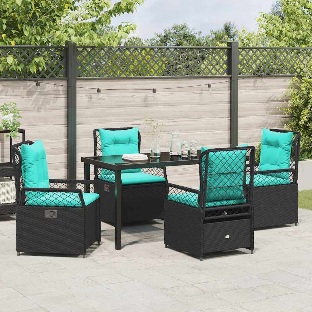 Have Spisebordssæt 5 pcs Sort polyrattan