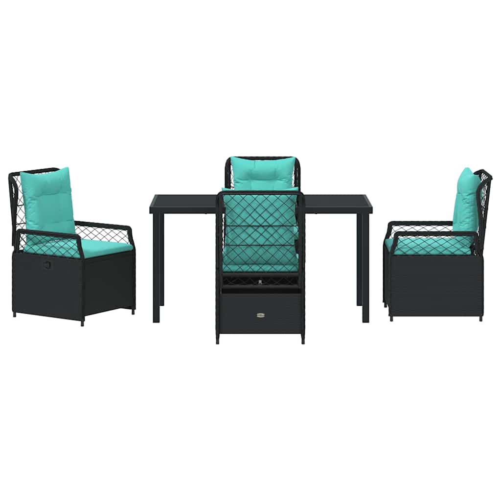Have Spisebordssæt 5 pcs Sort polyrattan