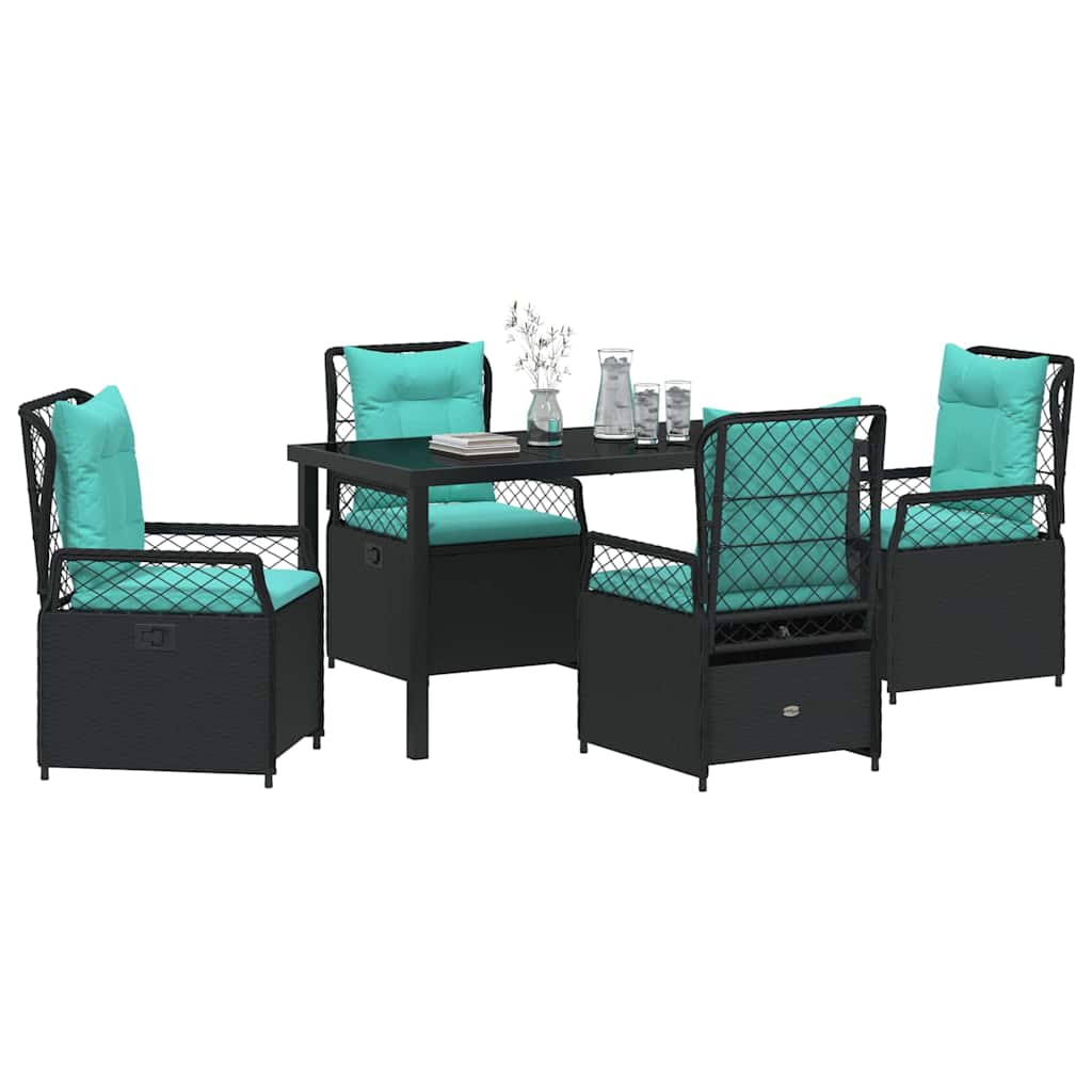 Have Spisebordssæt 5 pcs Sort polyrattan