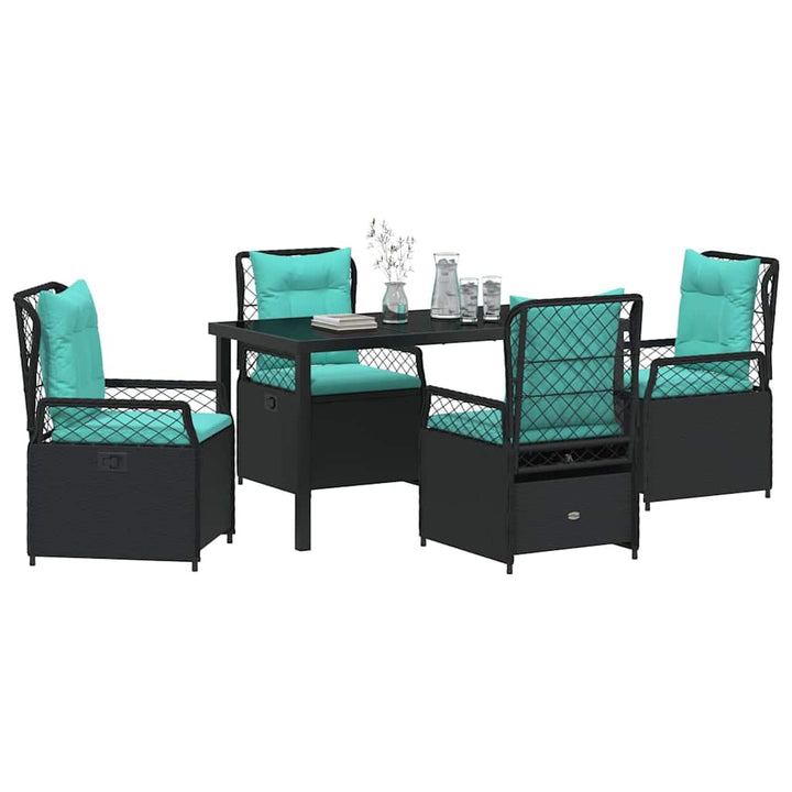 Have Spisebordssæt 5 pcs Sort polyrattan
