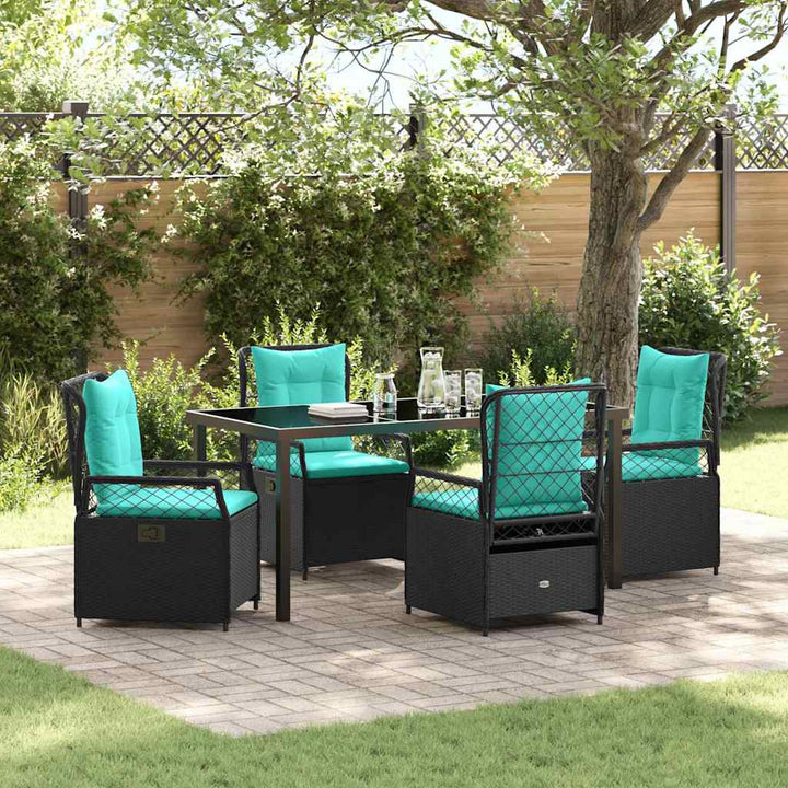 Have Spisebordssæt 5 pcs Sort polyrattan