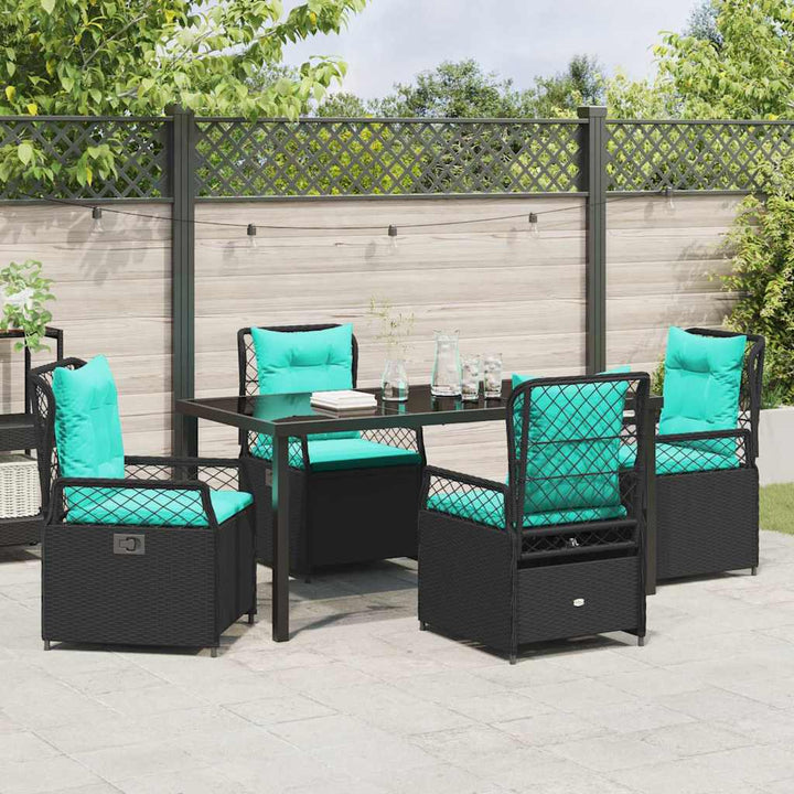 Have Spisebordssæt 5 pcs Sort polyrattan