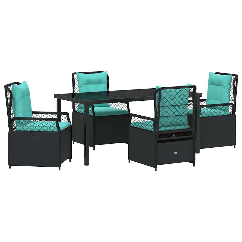 Have Spisebordssæt 5 pcs Sort polyrattan