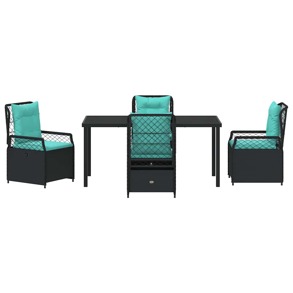 Have Spisebordssæt 5 pcs Sort polyrattan
