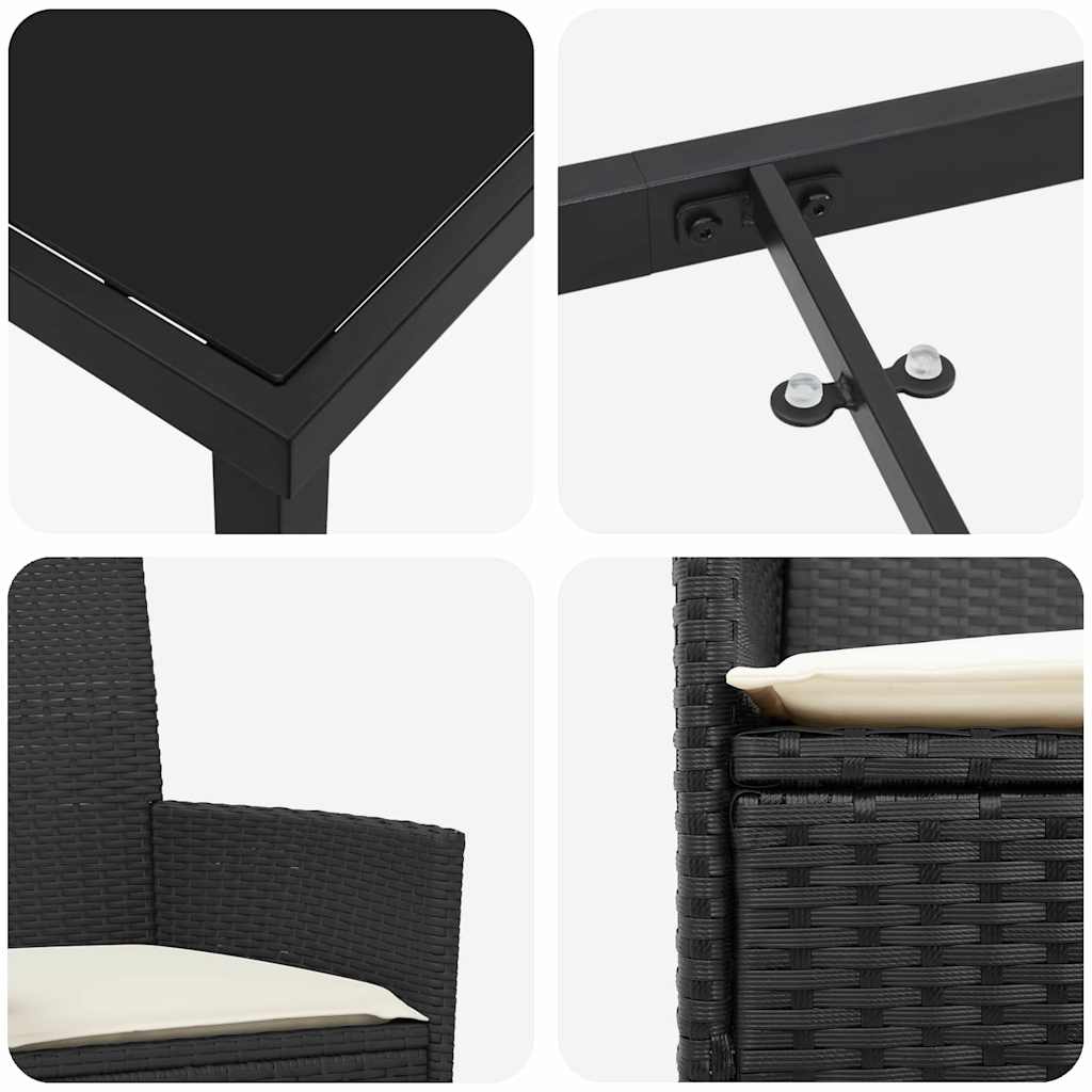 Have Spisebordssæt 3 pcs Sort polyrattan