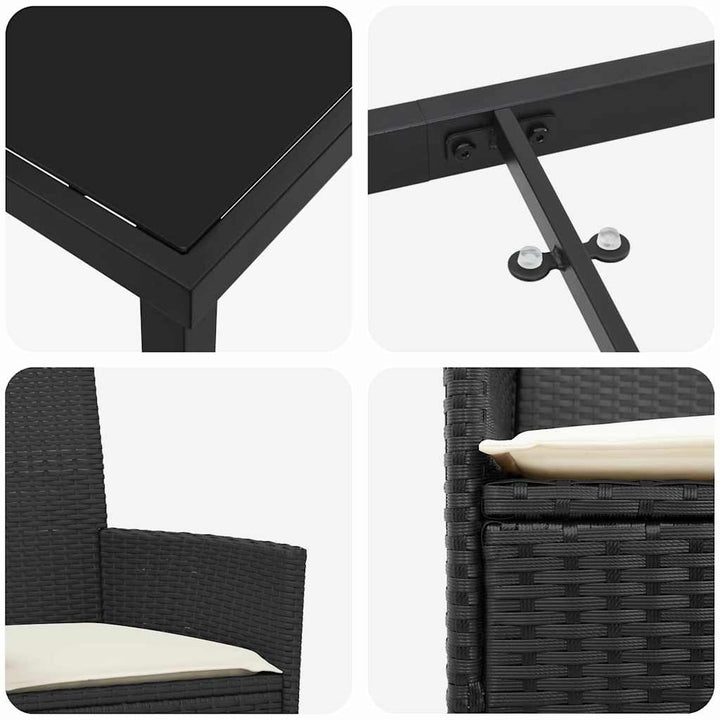 Have Spisebordssæt 3 pcs Sort polyrattan