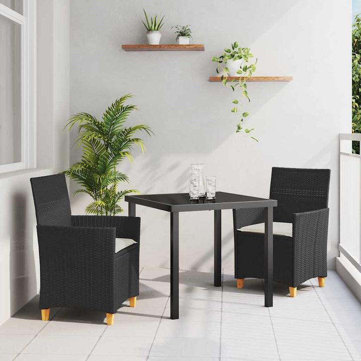 Have Spisebordssæt 3 pcs Sort polyrattan