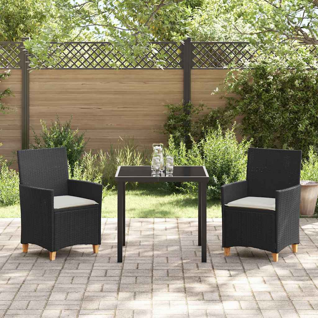 Have Spisebordssæt 3 pcs Sort polyrattan