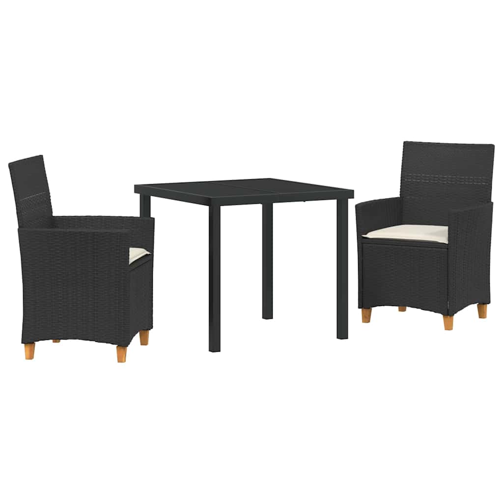 Have Spisebordssæt 3 pcs Sort polyrattan